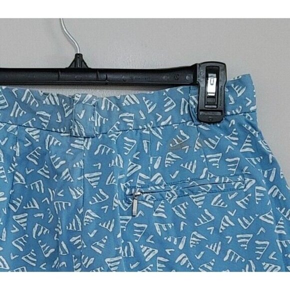 IZOD Club Vintage Golf Shorts Ladies Size 12 Blue Patterned Cotton Pleated Front - Picture 5 of 5
